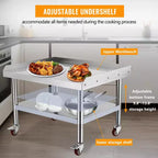 Mesa para parrilla de 24x28, mesa de preparación de acero inoxidable de alta resistencia de 1000 lb con estante inferior de 220 lb, ideal para cocinas comerciales, hoteles y hogares