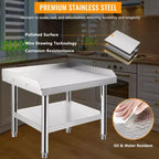 Mesa para parrilla de 24x28, mesa de preparación de acero inoxidable de alta resistencia de 1000 lb con estante inferior de 220 lb, ideal para cocinas comerciales, hoteles y hogares