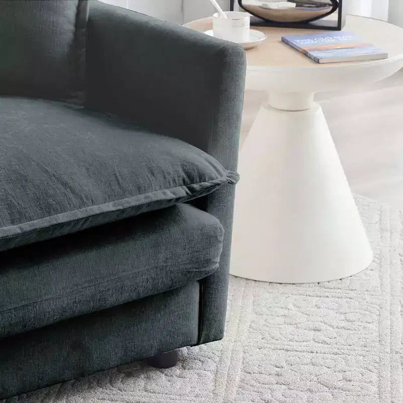 MAYEERTY Sofá moderno de mediados de siglo de 3 plazas con 2 cojines de reposabrazos y 2 cojines decorativos para sala de estar, gris