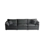 MAYEERTY Sofá moderno de mediados de siglo de 3 plazas con 2 cojines de reposabrazos y 2 cojines decorativos para sala de estar, gris