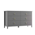 54 Wide 6-Drawer Dresser, Modern Chest with Metal Handles for Bedroom Storage, Gray
