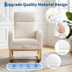 Mecedora Moderna de Guardería, Mecedora Tapizada de Pana con Reposapiés Ajustable y Bolsillo Lateral para Sala de Estar, Dormitorio, Sala de Lactancia, Beige