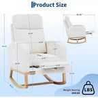 Mecedora Moderna de Guardería, Mecedora Tapizada de Pana con Reposapiés Ajustable y Bolsillo Lateral para Sala de Estar, Dormitorio, Sala de Lactancia, Beige