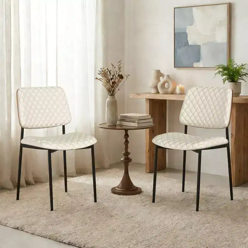 TYBOATLE Juego de 2 sillas de comedor de mediados de siglo, sillas de cocina de cuero sintético acolchado con respaldo de madera curvada, sillas auxiliares industriales tapizadas
