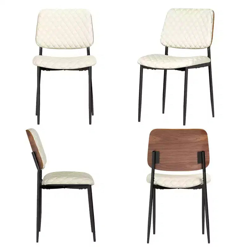 TYBOATLE Juego de 2 sillas de comedor de mediados de siglo, sillas de cocina de cuero sintético acolchado con respaldo de madera curvada, sillas auxiliares industriales tapizadas