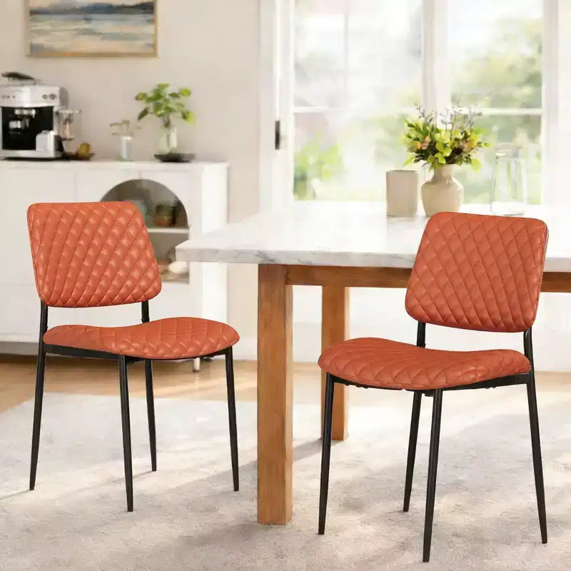 TYBOATLE Juego de 2 sillas de comedor de mediados de siglo, sillas de cocina de cuero sintético acolchado con respaldo de madera curvada, sillas auxiliares industriales tapizadas