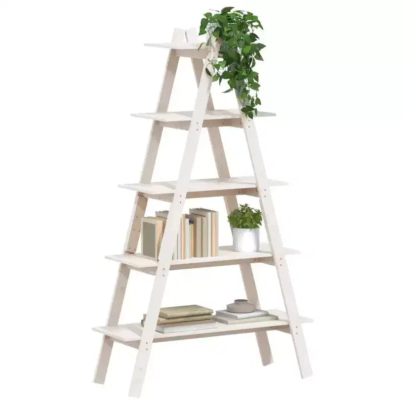 vidaXL Estantería de 5 Niveles Independiente con Forma de A Librería de Exhibición Madera Maciza Pino