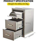 Cajones de cocina para exterior de 17 an. x 30 al. x 21 pr., cajones triples para barbacoa de montaje empotrado con asa de acero inoxidable, toallero de papel