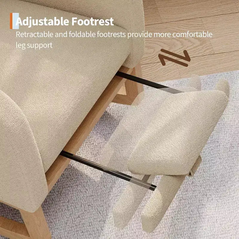 Mecedora tapizada de borreguito para habitación infantil - Mecedora moderna con respaldo alto, patas de madera resistentes y cómoda mecedora de acento para sala de estar, dormitorio o habitación infantil