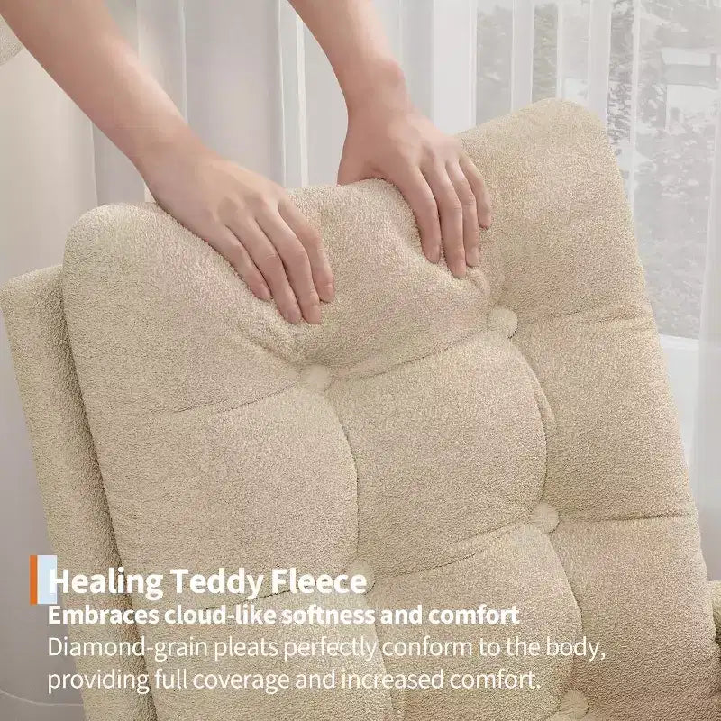 Mecedora tapizada de borreguito para habitación infantil - Mecedora moderna con respaldo alto, patas de madera resistentes y cómoda mecedora de acento para sala de estar, dormitorio o habitación infantil