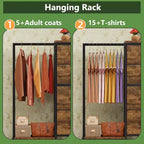 Cómoda con perchero, armario pequeño de 4 cajones para dormitorio, cómoda de tela reversible para niños con perchero, torre de almacenamiento alta, 111,76 cm de alto
