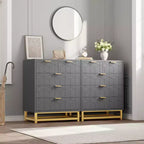 Cómoda para dormitorio, cómoda negra de 5 cajones con patas de metal, organizador de almacenamiento ancho moderno para sala de estar o entrada
