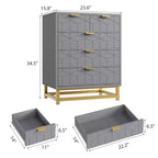 Cómoda para dormitorio, cómoda negra de 5 cajones con patas de metal, organizador de almacenamiento ancho moderno para sala de estar o entrada