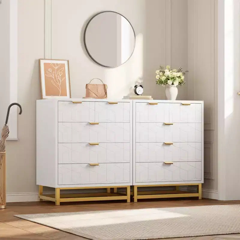 Cómoda para dormitorio, cómoda negra de 5 cajones con patas de metal, organizador de almacenamiento ancho moderno para sala de estar o entrada