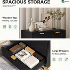 Cómoda para dormitorio, cómoda negra de 5 cajones con patas de metal, organizador de almacenamiento ancho moderno para sala de estar o entrada