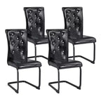 Juego de 2 sillas de comedor retro tapizadas en piel de cocodrilo con patas de metal negro