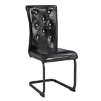 Juego de 2 sillas de comedor retro tapizadas en piel de cocodrilo con patas de metal negro