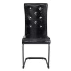 Juego de 2 sillas de comedor retro tapizadas en piel de cocodrilo con patas de metal negro