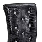 Juego de 2 sillas de comedor retro tapizadas en piel de cocodrilo con patas de metal negro
