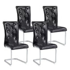 Juego de 4 sillas de comedor retro tapizadas con patrón de piel de cocodrilo y detalles de hebilla de cristal, patas de metal galvanizado