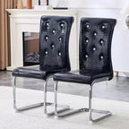 Juego de 4 sillas de comedor retro tapizadas con patrón de piel de cocodrilo y detalles de hebilla de cristal, patas de metal galvanizado