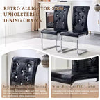 Juego de 4 sillas de comedor retro tapizadas con patrón de piel de cocodrilo y detalles de hebilla de cristal, patas de metal galvanizado
