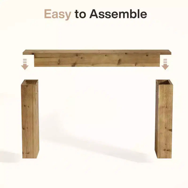 Mesa consola, mesa de madera maciza estilo rústico para recibidor y entrada