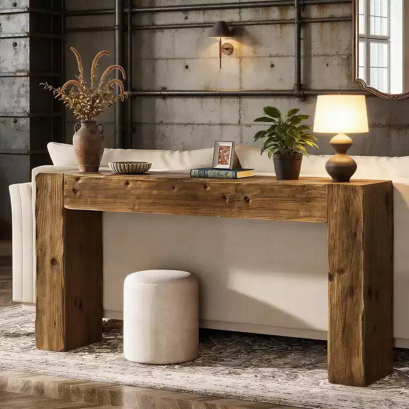 Mesa consola, mesa de madera maciza estilo rústico para recibidor y entrada