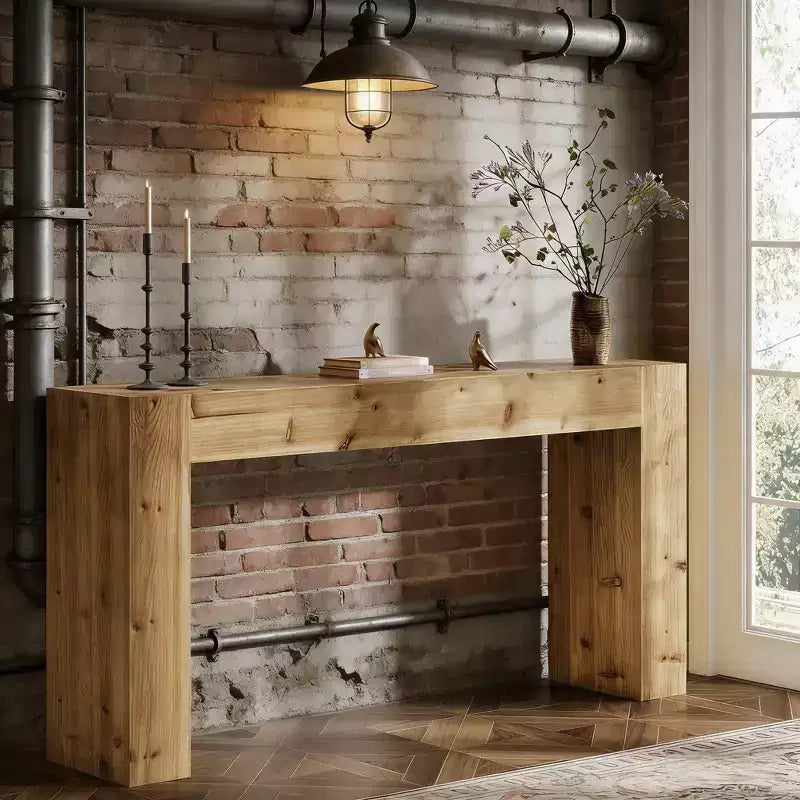 Mesa consola, mesa de madera maciza estilo rústico para recibidor y entrada
