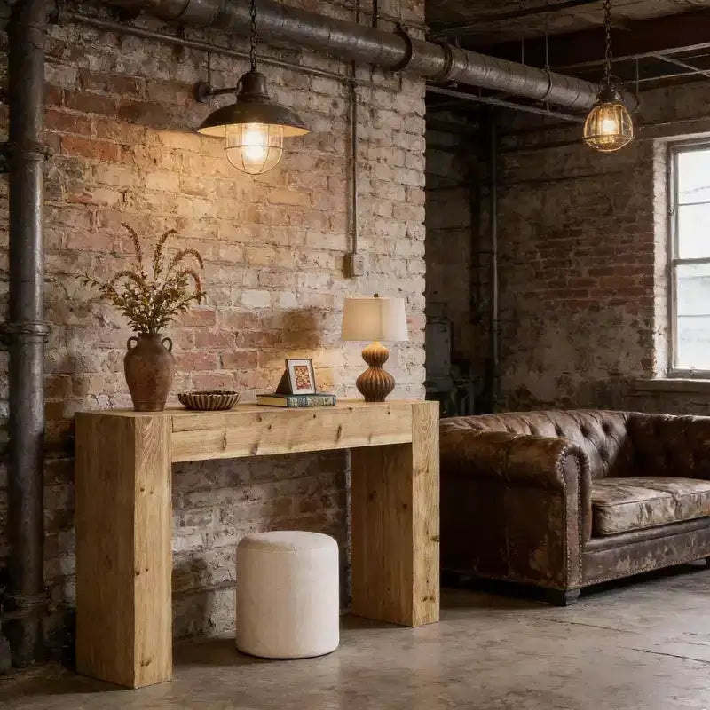 Mesa consola, mesa de madera maciza estilo rústico para recibidor y entrada