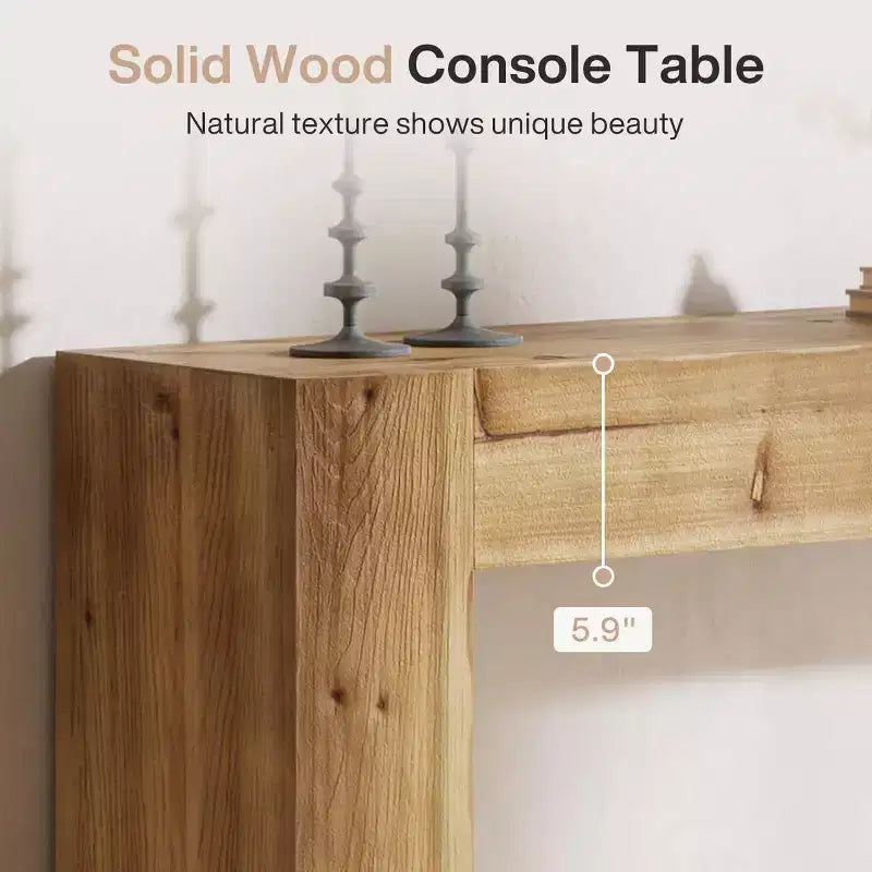 Mesa consola, mesa de madera maciza estilo rústico para recibidor y entrada