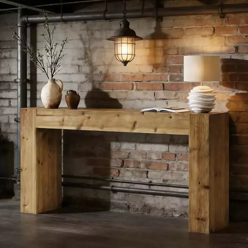 Mesa consola, mesa de madera maciza estilo rústico para recibidor y entrada