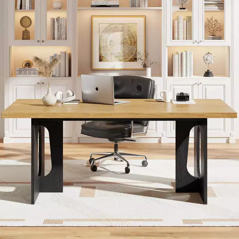 71 Mesa de comedor moderna para 6-10, mesa de cocina rectangular para reuniones familiares con una base de pedestal resistente