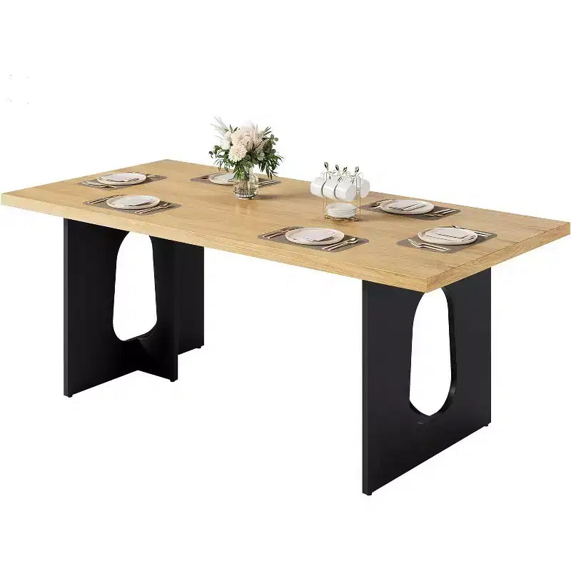 71 Mesa de comedor moderna para 6-10, mesa de cocina rectangular para reuniones familiares con una base de pedestal resistente