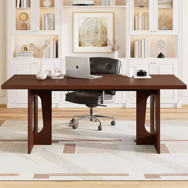 71 Mesa de comedor moderna para 6-10, mesa de cocina rectangular para reuniones familiares con una base de pedestal resistente