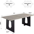 71 Mesa de comedor moderna para 6-10, mesa de cocina rectangular para reuniones familiares con una base de pedestal resistente