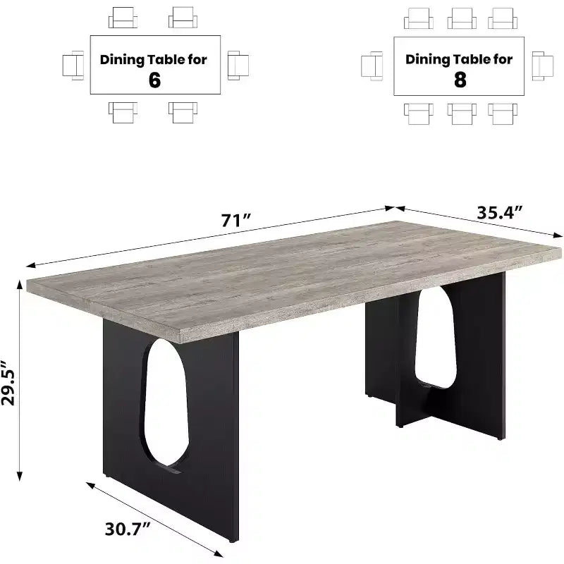 71 Mesa de comedor moderna para 6-10, mesa de cocina rectangular para reuniones familiares con una base de pedestal resistente