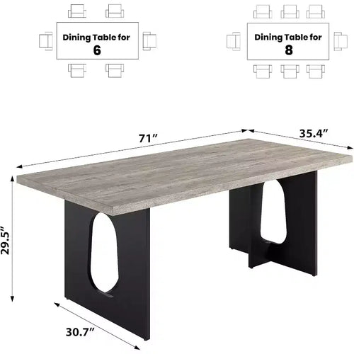 71 Mesa de comedor moderna para 6-10, mesa de cocina rectangular para reuniones familiares con una base de pedestal resistente