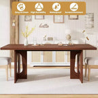 71 Mesa de comedor moderna para 6-10, mesa de cocina rectangular para reuniones familiares con una base de pedestal resistente
