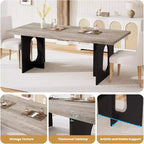 71 Mesa de comedor moderna para 6-10, mesa de cocina rectangular para reuniones familiares con una base de pedestal resistente