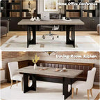 71 Mesa de comedor moderna para 6-10, mesa de cocina rectangular para reuniones familiares con una base de pedestal resistente