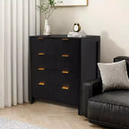 Cómoda para dormitorio, cómoda de madera maciza estilo rústico de 4 cajones, cajonera vintage con patas cónicas