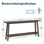 Mesa de entrada de madera de 71 pulgadas con almacenamiento, mesa consola estrecha de 2 niveles estilo rústico, para sala de estar, pasillo, entrada, detrás del sofá, fácil montaje