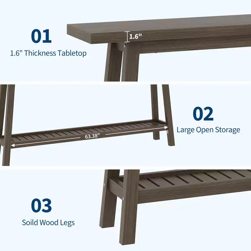 Mesa de entrada de madera de 71 pulgadas con almacenamiento, mesa consola estrecha de 2 niveles estilo rústico, para sala de estar, pasillo, entrada, detrás del sofá, fácil montaje