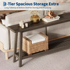 Mesa de entrada de madera de 71 pulgadas con almacenamiento, mesa consola estrecha de 2 niveles estilo rústico, para sala de estar, pasillo, entrada, detrás del sofá, fácil montaje