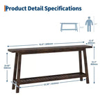 Mesa de entrada de madera de 71 pulgadas con almacenamiento, mesa consola estrecha de 2 niveles estilo rústico, para sala de estar, pasillo, entrada, detrás del sofá, fácil montaje