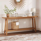Mesa de entrada de madera de 71 pulgadas con almacenamiento, mesa consola estrecha de 2 niveles estilo rústico, para sala de estar, pasillo, entrada, detrás del sofá, fácil montaje