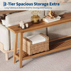 Mesa de entrada de madera de 71 pulgadas con almacenamiento, mesa consola estrecha de 2 niveles estilo rústico, para sala de estar, pasillo, entrada, detrás del sofá, fácil montaje