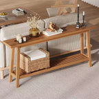 Mesa de entrada de madera de 71 pulgadas con almacenamiento, mesa consola estrecha de 2 niveles estilo rústico, para sala de estar, pasillo, entrada, detrás del sofá, fácil montaje