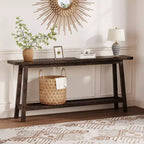 Mesa de entrada de madera de 71 pulgadas con almacenamiento, mesa consola estrecha de 2 niveles estilo rústico, para sala de estar, pasillo, entrada, detrás del sofá, fácil montaje